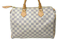 Load image into Gallery viewer, LOUIS VUITTON ルイヴィトン ダミエ アズール スピーディ30 ハンドバッグ N41533 ホワイト ゴールド金具 ロゴ 美品 中古 4b000988