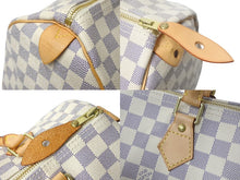 Load image into Gallery viewer, LOUIS VUITTON ルイヴィトン ダミエ アズール スピーディ30 ハンドバッグ N41533 ホワイト ゴールド金具 ロゴ 美品 中古 4b000988