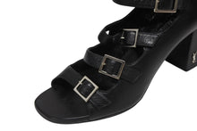 Load image into Gallery viewer, 極美品 SAINT LAURENT サンローラン 6連ベルトサンダル ヒール チャンキーソール レザー ブラック シルバー金具 サイズ38 中古 4b009954