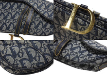 画像をギャラリービューアに読み込む, 極美品 Christian Dior クリスチャンディオール サドルバッグ ワンショルダーバッグ トロッター ネイビー ガリアーノ期 中古 4b005672