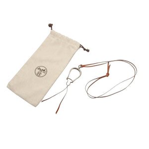 HERMES Leather Necklace Choker Horse Tackle Brown Leather String Silver Hardware Good Condition Used 4b013966