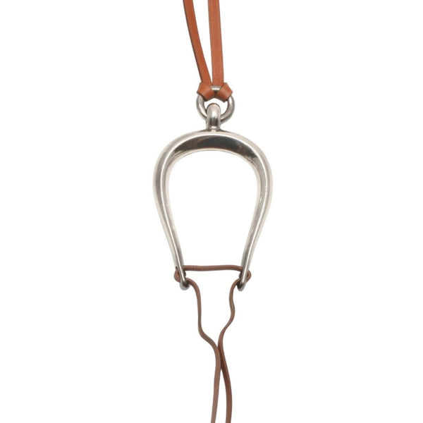 HERMES Leather Necklace Choker Horse Tackle Brown Leather String Silver Hardware Good Condition Used 4b013966