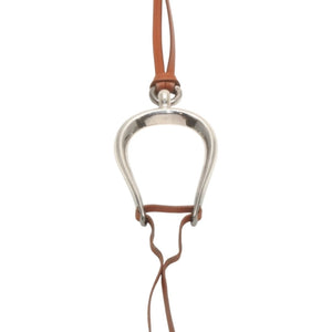 HERMES Leather Necklace Choker Horse Tackle Brown Leather String Silver Hardware Good Condition Used 4b013966