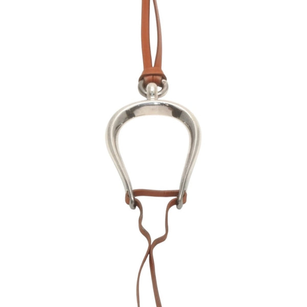 HERMES Leather Necklace Choker Horse Tackle Brown Leather String Silver Hardware Good Condition Used 4b013966