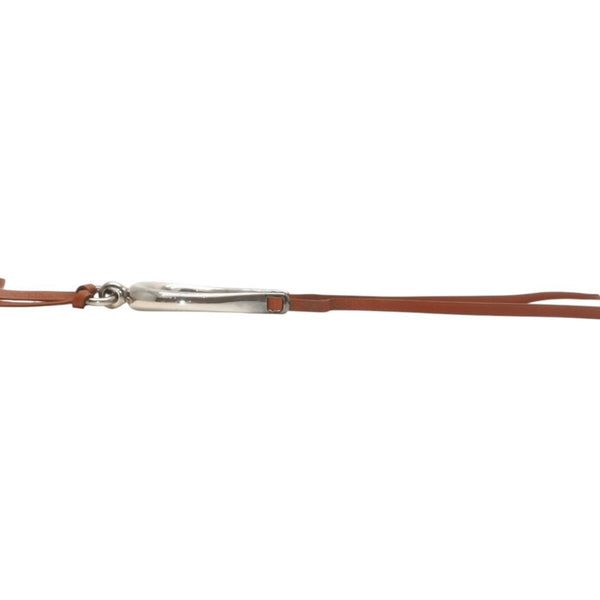 HERMES Leather Necklace Choker Horse Tackle Brown Leather String Silver Hardware Good Condition Used 4b013966