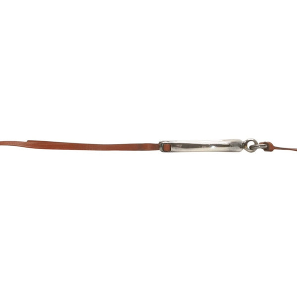 HERMES Leather Necklace Choker Horse Tackle Brown Leather String Silver Hardware Good Condition Used 4b013966
