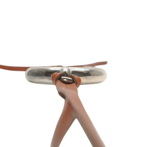 HERMES Leather Necklace Choker Horse Tackle Brown Leather String Silver Hardware Good Condition Used 4b013966