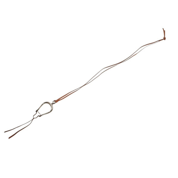 HERMES Leather Necklace Choker Horse Tackle Brown Leather String Silver Hardware Good Condition Used 4b013966