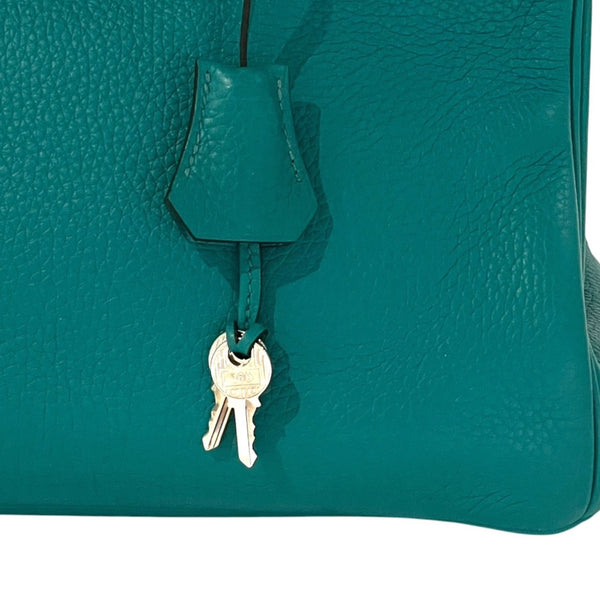 Very Good Condition HERMES Birkin 30 Handbag Taurillon Clemence Blue Paon Silver Hardware X Stamp Used 4a001271