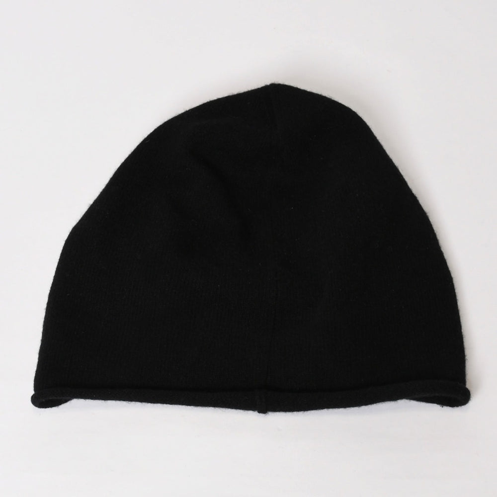 Very Good Condition CHROME HEARTS 3 Cross Leather Patch Cashmere Knit Face Mask Blue Knit Cap Used 4b014104