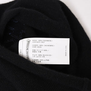極美品 CHROME HEARTS クロムハーツ 3クロスレザーパッチカシミアニットフェイスマスク ブルー ニット帽 中古 4b014104