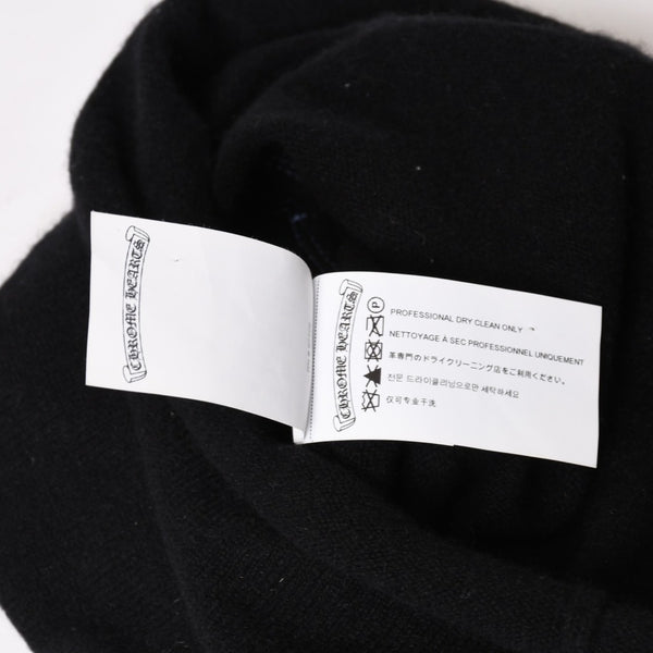 極美品 CHROME HEARTS クロムハーツ 3クロスレザーパッチカシミアニットフェイスマスク ブルー ニット帽 中古 4b014104