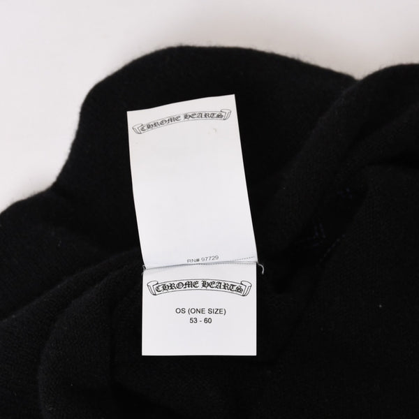 極美品 CHROME HEARTS クロムハーツ 3クロスレザーパッチカシミアニットフェイスマスク ブルー ニット帽 中古 4b014104