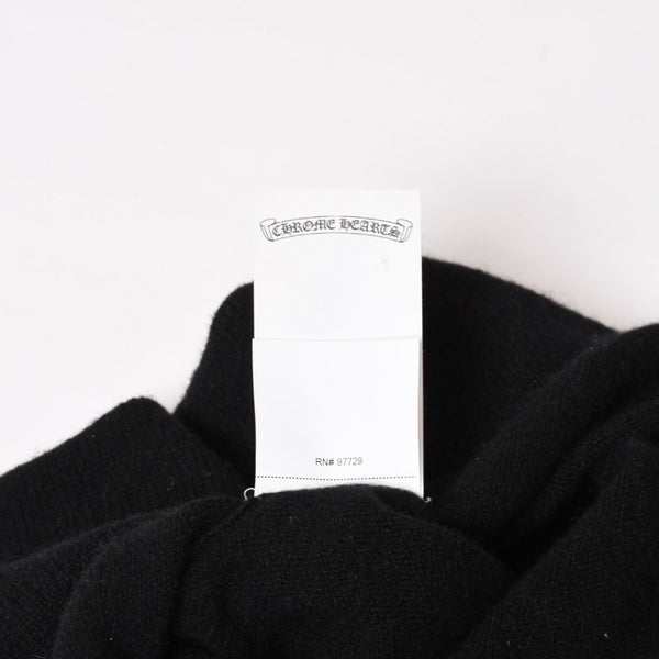極美品 CHROME HEARTS クロムハーツ 3クロスレザーパッチカシミアニットフェイスマスク ブルー ニット帽 中古 4b014104
