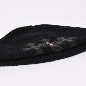 Very good condition CHROME HEARTS Beanie Knit Hat Triple Cross Tiny ch Cross Cross Patch Cashmere Black Used 4b014105