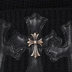 Very good condition CHROME HEARTS Beanie Knit Hat Triple Cross Tiny ch Cross Cross Patch Cashmere Black Used 4b014105