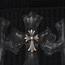 画像をギャラリービューアに読み込む, 極美品 CHROME HEARTS クロムハーツ ビーニー ニット帽 トリプルクロス タイニーchクロス クロスパッチ カシミヤ ブラック 中古 4b014105