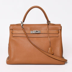 極美品 HERMES エルメス ケリー35 ハンドバッグ □M刻 2011年 内縫い トゴ ゴールド シルバー金具 中古 4b014125