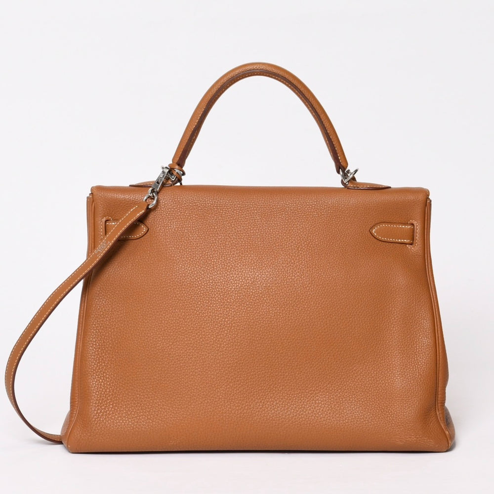 極美品 HERMES エルメス ケリー35 ハンドバッグ □M刻 2011年 内縫い トゴ ゴールド シルバー金具 中古 4b014125