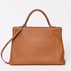 極美品 HERMES エルメス ケリー35 ハンドバッグ □M刻 2011年 内縫い トゴ ゴールド シルバー金具 中古 4b014125