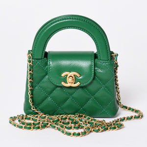 New and unused CHANEL Handbag 2WAY AP3435 Chain Shoulder Top Handle Mini Random Number Coco Mark Green Used 4a001707