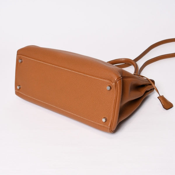 極美品 HERMES エルメス ケリー35 ハンドバッグ □M刻 2011年 内縫い トゴ ゴールド シルバー金具 中古 4b014125