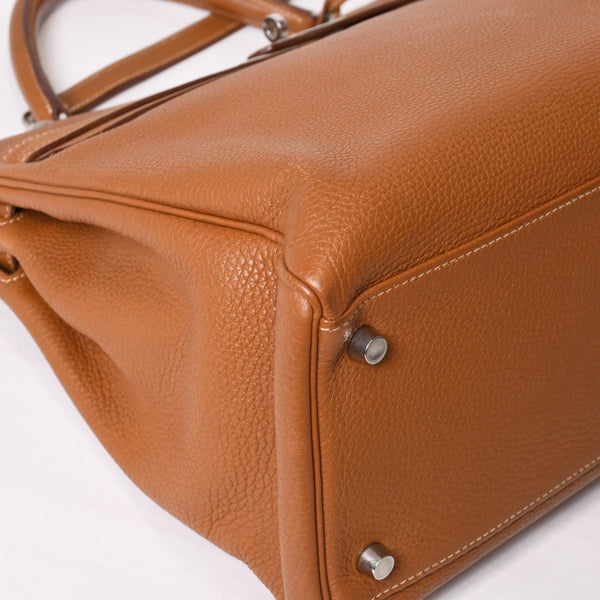 極美品 HERMES エルメス ケリー35 ハンドバッグ □M刻 2011年 内縫い トゴ ゴールド シルバー金具 中古 4b014125