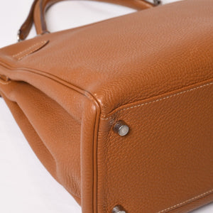 極美品 HERMES エルメス ケリー35 ハンドバッグ □M刻 2011年 内縫い トゴ ゴールド シルバー金具 中古 4b014125