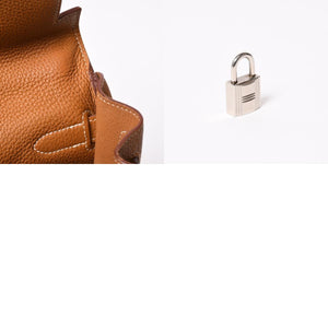 極美品 HERMES エルメス ケリー35 ハンドバッグ □M刻 2011年 内縫い トゴ ゴールド シルバー金具 中古 4b014125