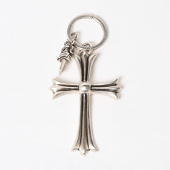 CHROME HEARTS クロムハーツ CH CRS LG & No5 DGGR ラージクロス ダガー キーリング 重量約52.2g 美品 中古 4b014089