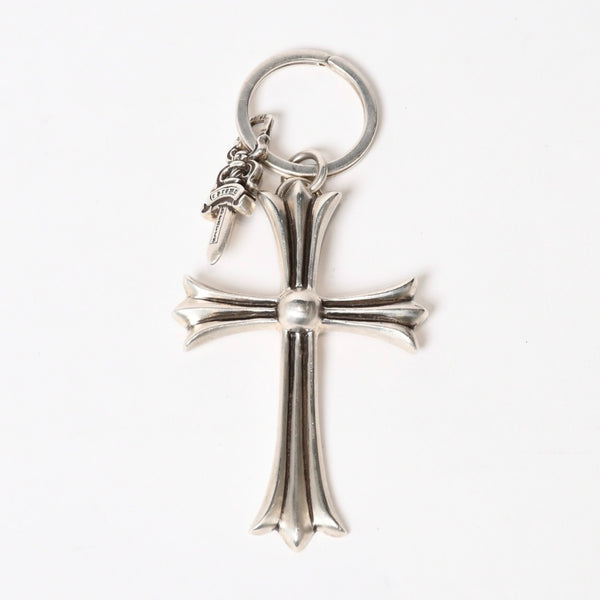 CHROME HEARTS クロムハーツ CH CRS LG & No5 DGGR ラージクロス ダガー キーリング 重量約52.2g 美品 中古 4b014089