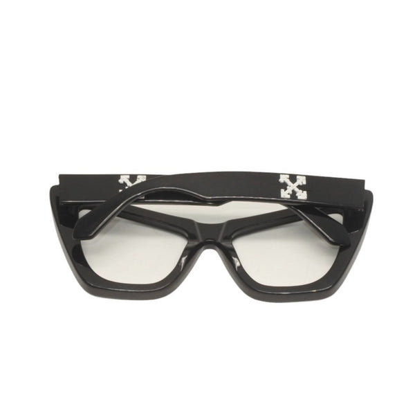 OFF-WHITE Date Glasses Eyewear OERI045 1007 Size 57□20-145 Arrow Logo Acetate Black Good Used 4b013978
