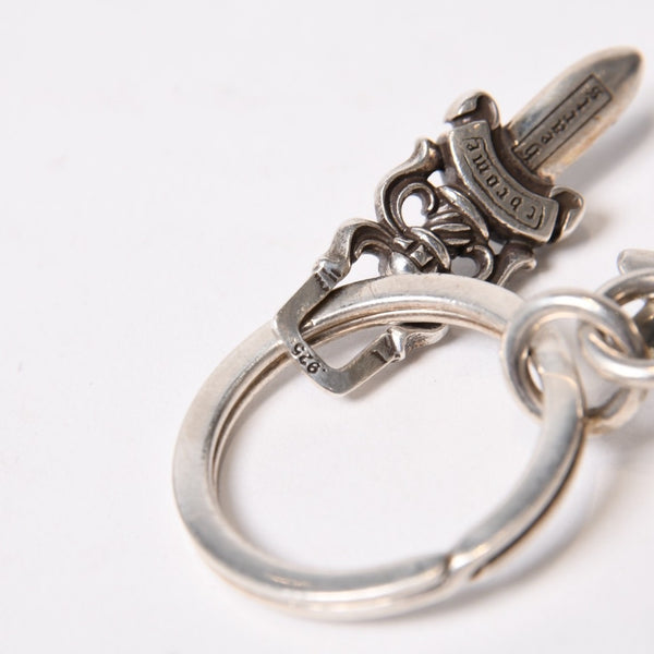CHROME HEARTS クロムハーツ CH CRS LG & No5 DGGR ラージクロス ダガー キーリング 重量約52.2g 美品 中古 4b014089