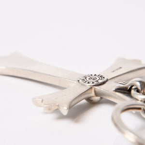 CHROME HEARTS クロムハーツ CH CRS LG & No5 DGGR ラージクロス ダガー キーリング 重量約52.2g 美品 中古 4b014089