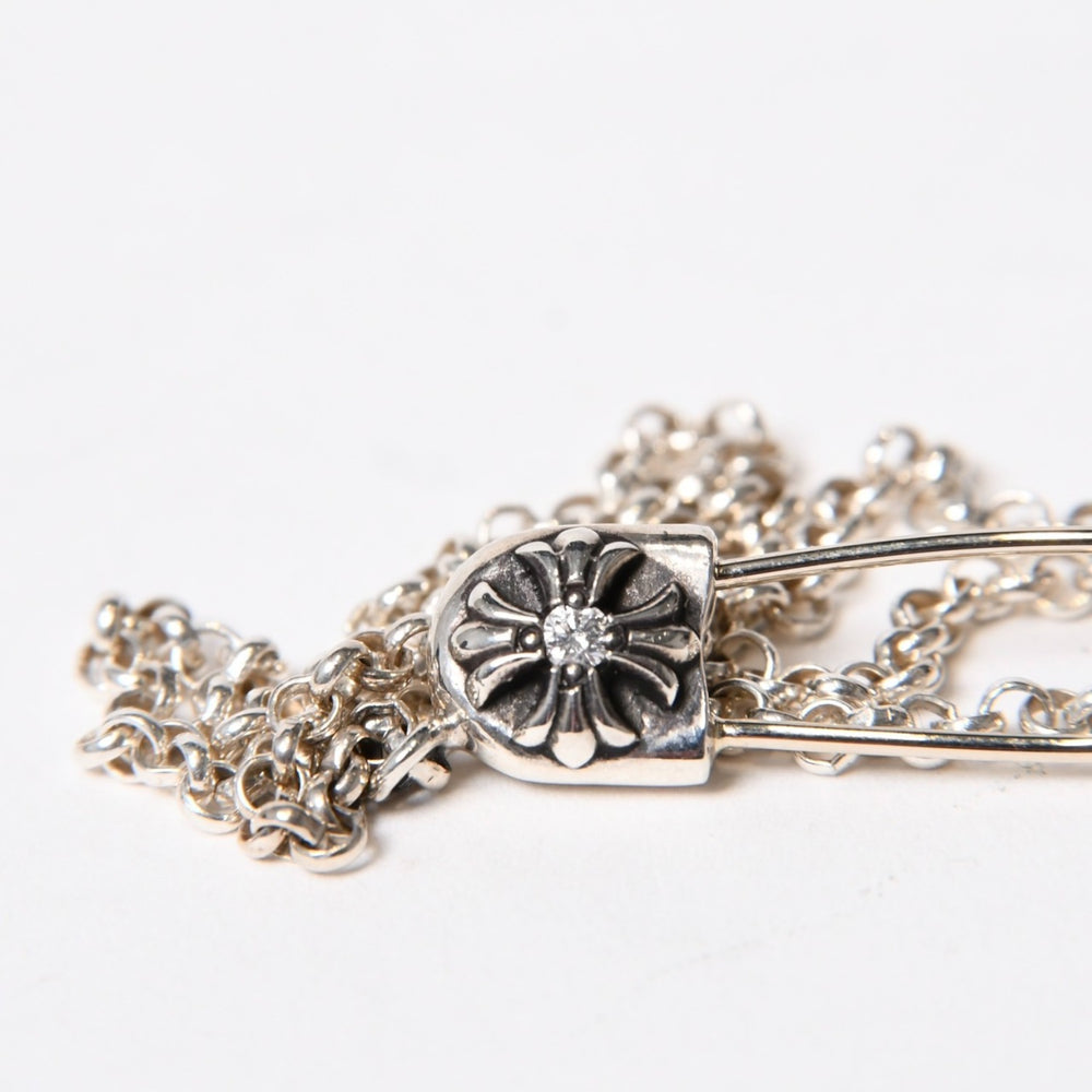 New and unused CHROME HEARTS SAFETY PIN 1DIA ROLL CHAIN ​​16Inch Safety pin necklace 16 inches Weight 6.49g Used 4b014054