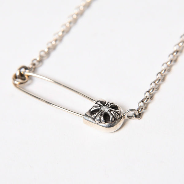 New and unused CHROME HEARTS SAFETY PIN 1DIA ROLL CHAIN ​​16Inch Safety pin necklace 16 inches Weight 6.49g Used 4b014054