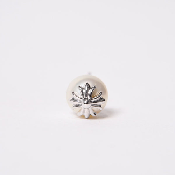 新品未使用 CHROME HEARTS クロムハーツ × ミキモト MIKIMOTO スタッド CHプラスパール ピアス 18K WG 中古 4b014110