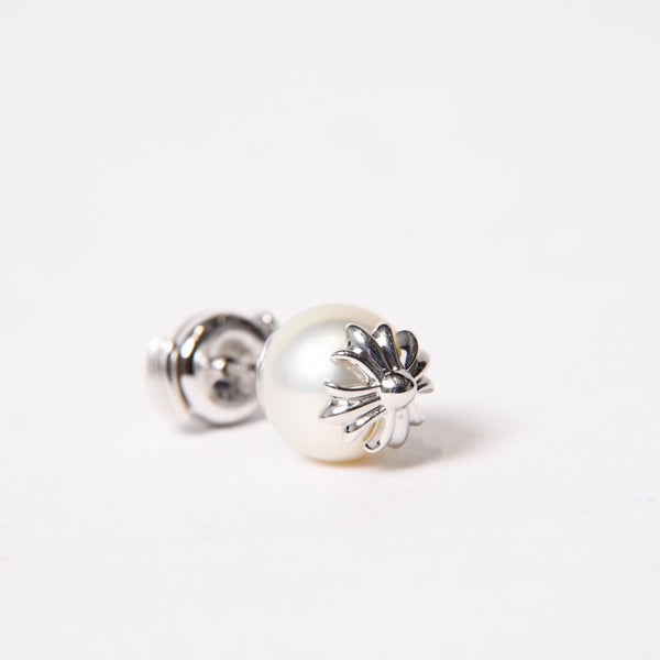 新品未使用 CHROME HEARTS クロムハーツ × ミキモト MIKIMOTO スタッド CHプラスパール ピアス 18K WG 中古 4b014110