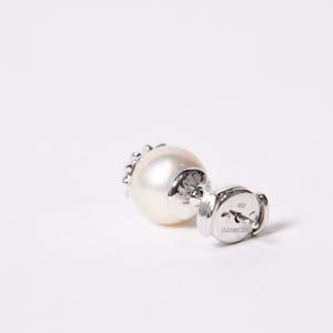 新品未使用 CHROME HEARTS クロムハーツ × ミキモト MIKIMOTO スタッド CHプラスパール ピアス 18K WG 中古 4b014110