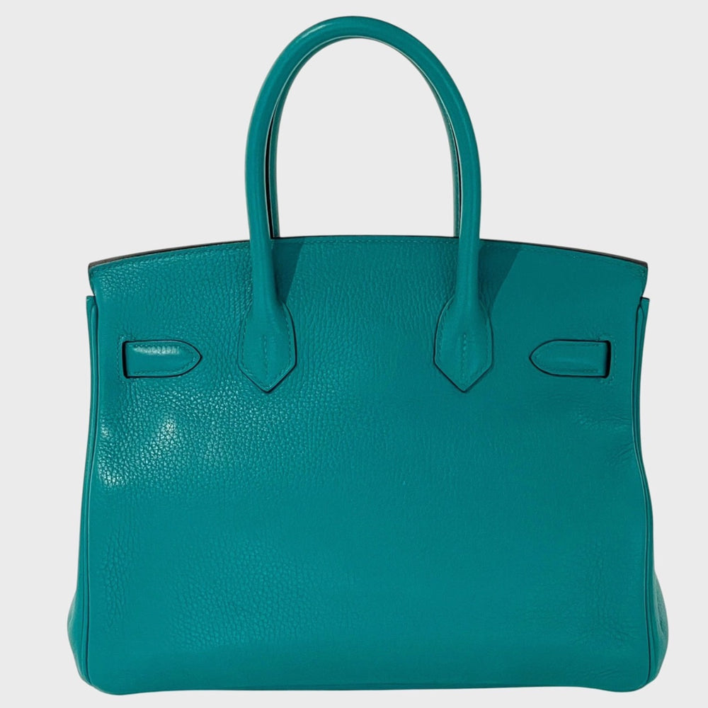 極美品 HERMES エルメス バーキン30 ハンドバッグ トリヨンクレマンス ブルーパオン シルバー金具 X刻印 中古 4a001271