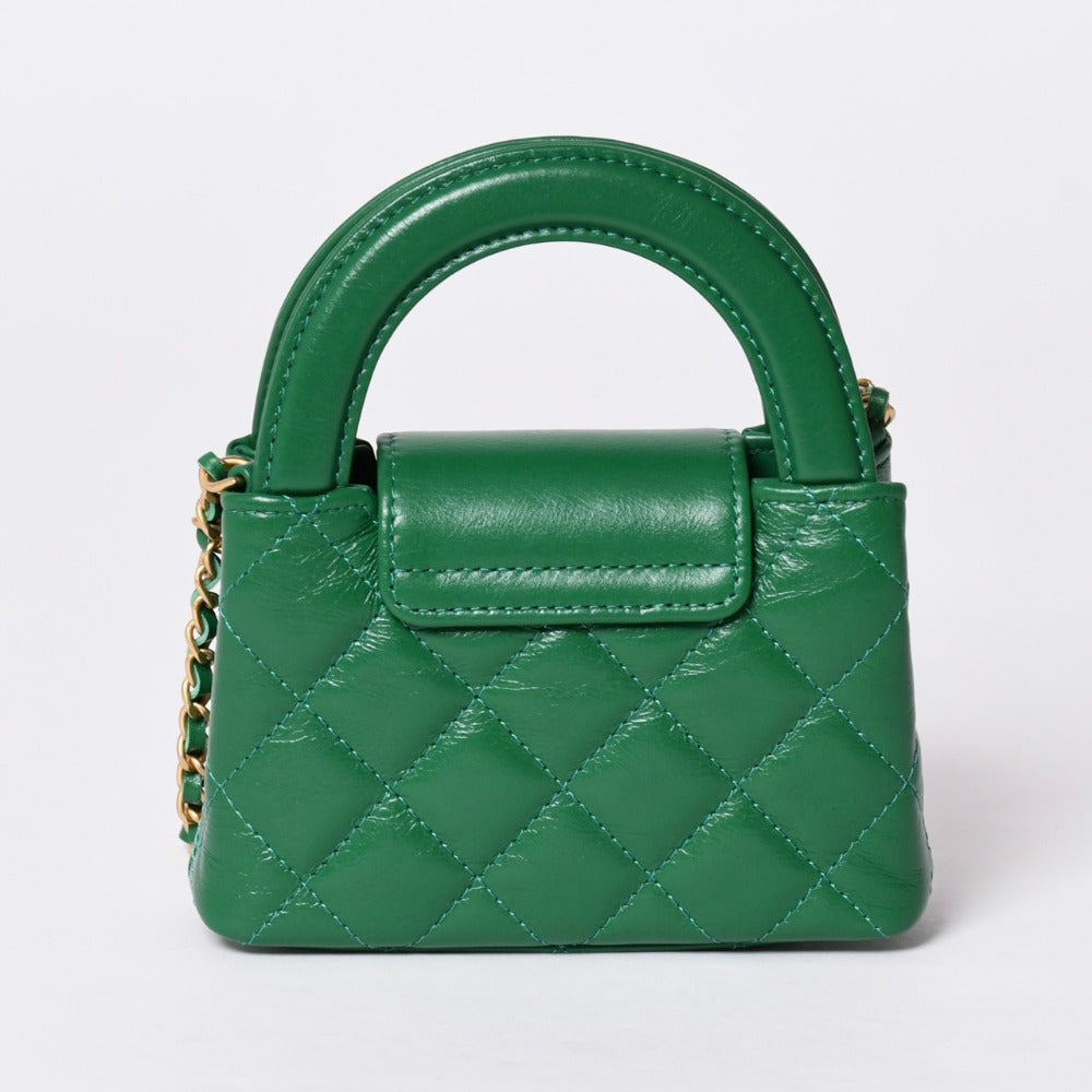新品未使用 CHANEL シャネル ハンドバッグ 2WAY AP3435 チェーンショルダー トップハンドル ミニ ランダム番台 ココマーク グリーン 中古 4a001707