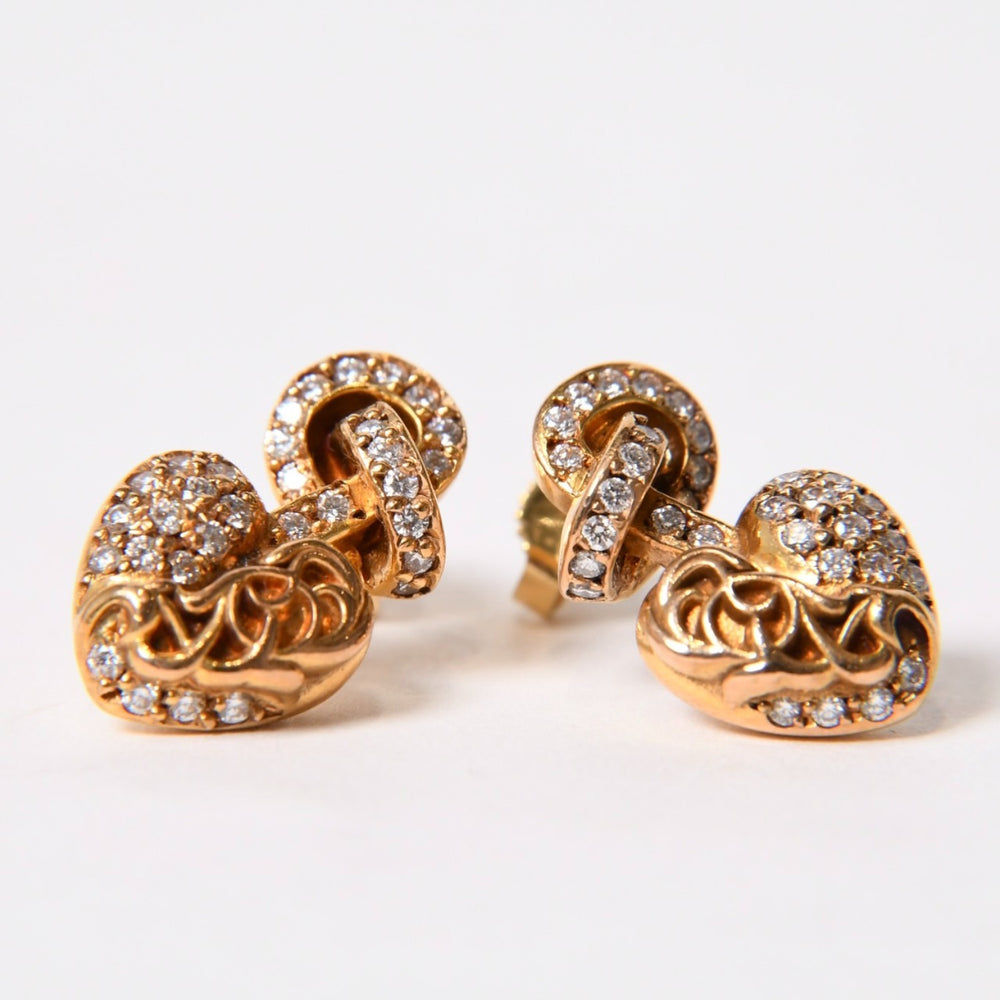 Like new CHROME HEARTS Heart Earrings Pave Diamond 22K 16.49g 22k Used 4b013916