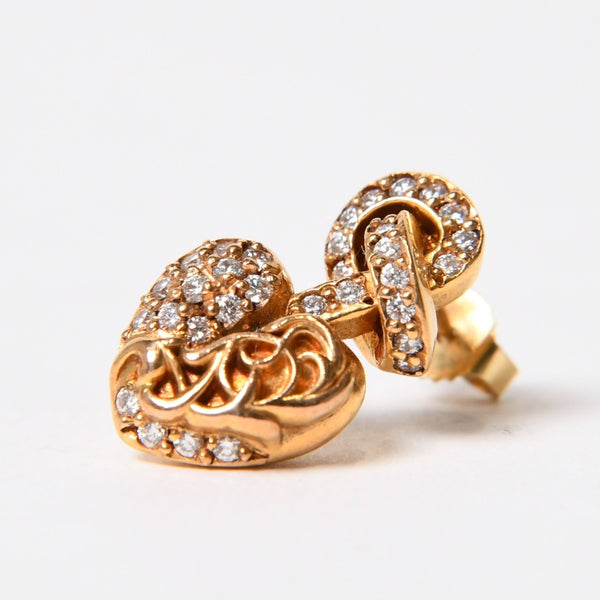 新品同様 CHROME HEARTS クロムハーツ ハートピアス パヴェ ダイア 22K 16.49ｇ 22k 中古 4b013916