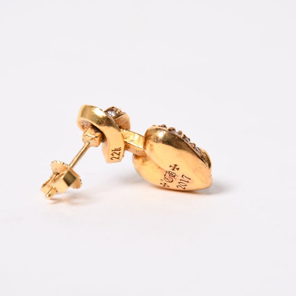 新品同様 CHROME HEARTS クロムハーツ ハートピアス パヴェ ダイア 22K 16.49ｇ 22k 中古 4b013916