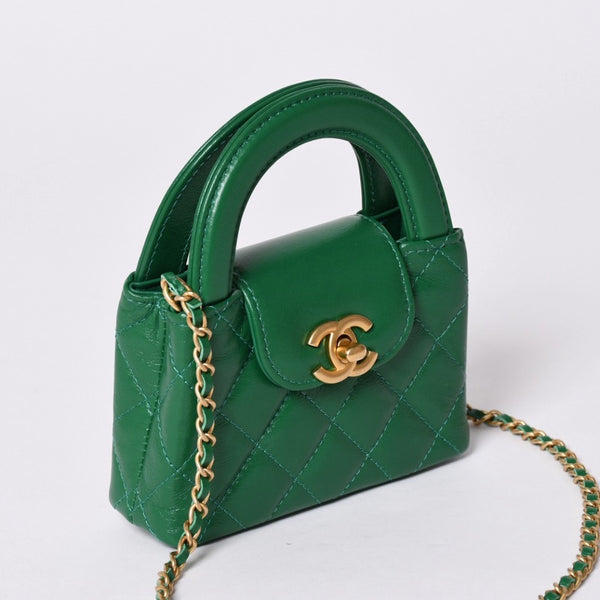 New and unused CHANEL Handbag 2WAY AP3435 Chain Shoulder Top Handle Mini Random Number Coco Mark Green Used 4a001707