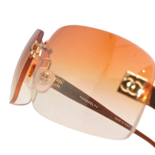 画像をギャラリービューアに読み込む, 極美品 CHANEL シャネル リムレス サングラス アイウェア 4026 c.139/56 サイズ63□17 120 ココマーク オレンジ ブラウン 中古 4b014021