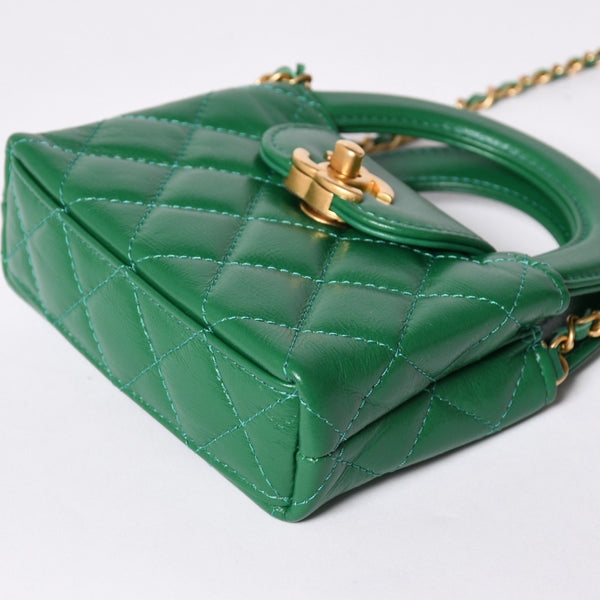 New and unused CHANEL Handbag 2WAY AP3435 Chain Shoulder Top Handle Mini Random Number Coco Mark Green Used 4a001707