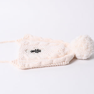 CHROME HEARTS CH Cross Patch Beanie Knit Cap ONE SIZE 22cm CH Cross Decoration Silver 925 Ivory Good Condition Used 4a001212