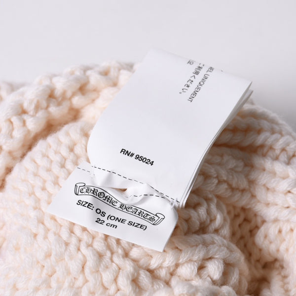 CHROME HEARTS CH Cross Patch Beanie Knit Cap ONE SIZE 22cm CH Cross Decoration Silver 925 Ivory Good Condition Used 4a001212