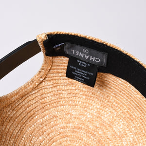 新品未使用品 CHANEL シャネル ストロー ブレード キャップ ココマーク ベージュ ポリエステル サイズM 中古 4a001035